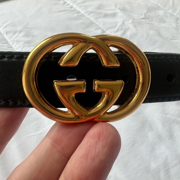 Gucci Accessories - Gucci Black Leather Belt with Gold Double G Buckle